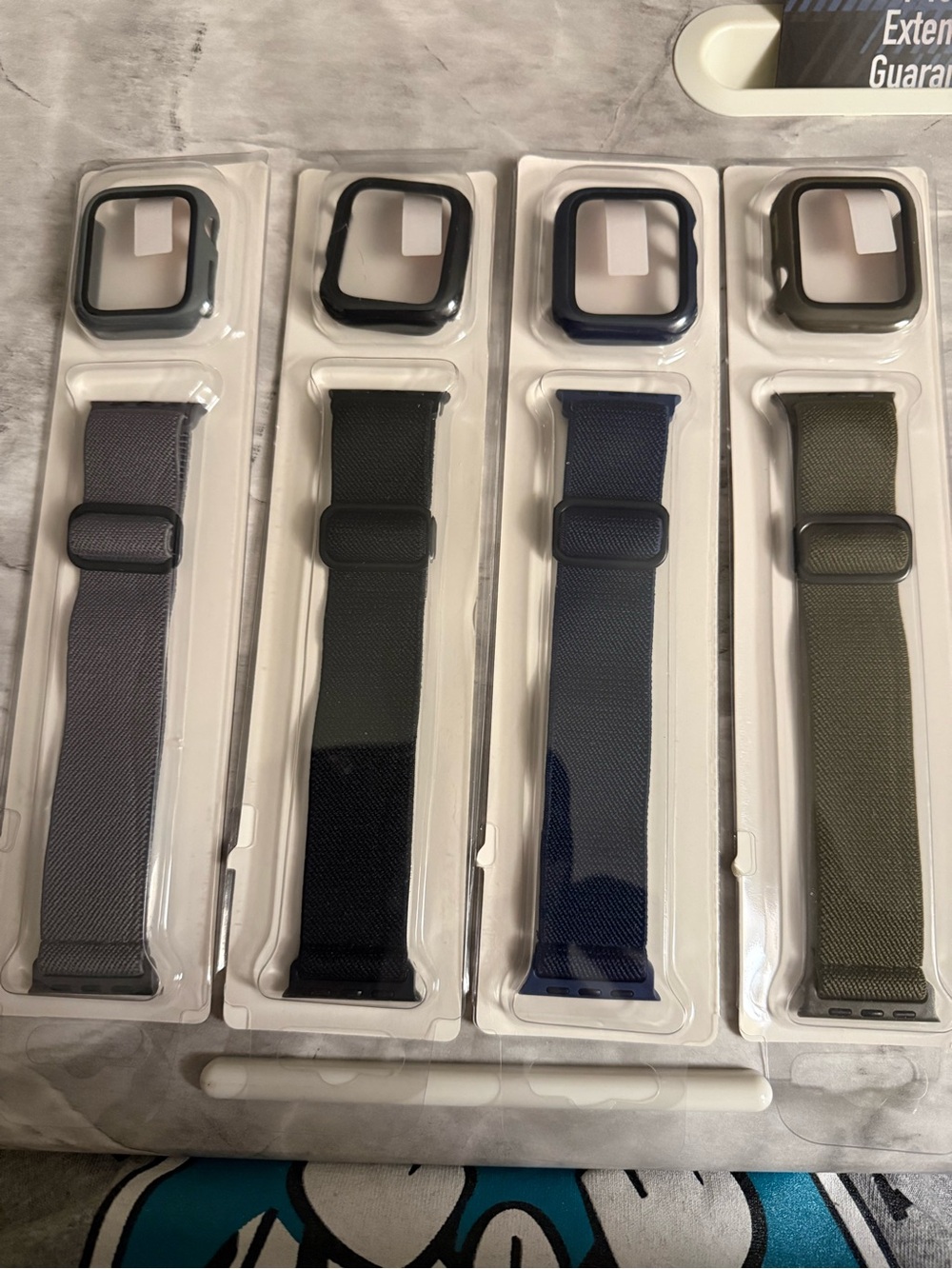 Nylon Loop Watch Band with Protective Case - Gray, Black, Blue, Green